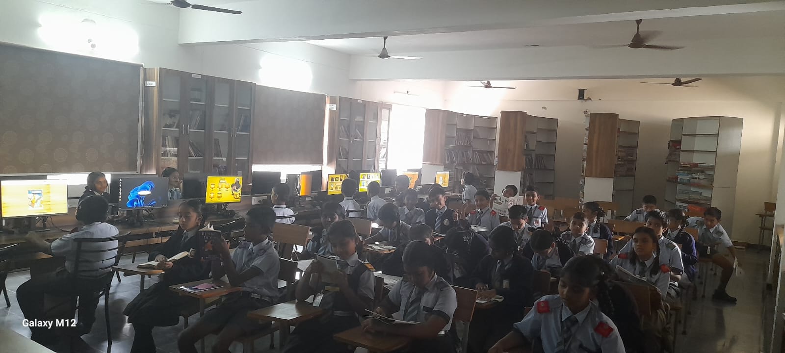 Library books and reading area at Montfort School CBSE